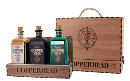 Copperhead Gin Trio in Luxe Wooden Giftbox