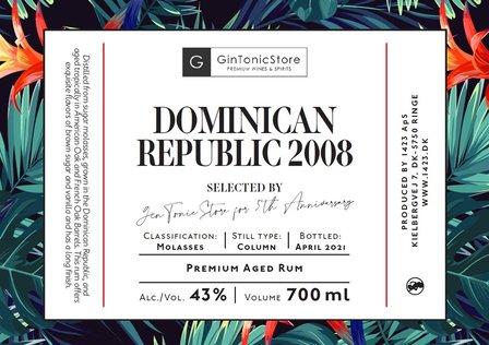 1423 Dominican Republic 2008 Rum Selected by GinTonicStore 43% 70cl