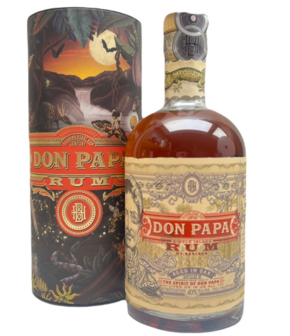Don Papa Rum 7 Years Single Island + Christmas 2023 canister koker 40% 70cl