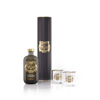 Giftpack Blind Tiger Imperial Secrets Gin 50cl + 2 glazen in koker