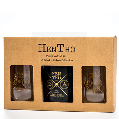 HenTho Gin "The Pink Edition" 50cl + 2 glazen giftpack